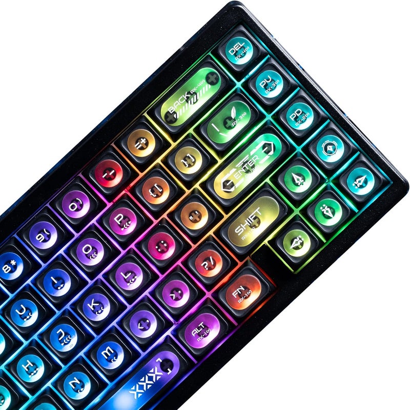 OHY XVX Black Shine Through Keycaps for Mechanical Keyboards - 136 Keys Black Translucent Cat Eye Design,Cherry MAX Profile, PC+PBT Frosted RGB Keycaps - Image 1